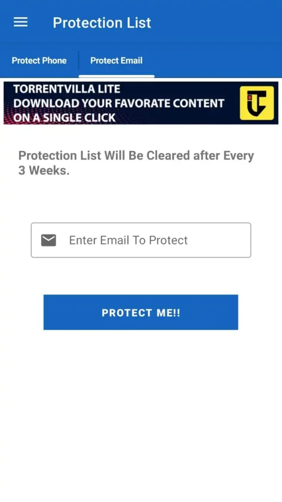 Bombitup Protection List: Keep Your Inbox Clean 4 Protect Email screenshot